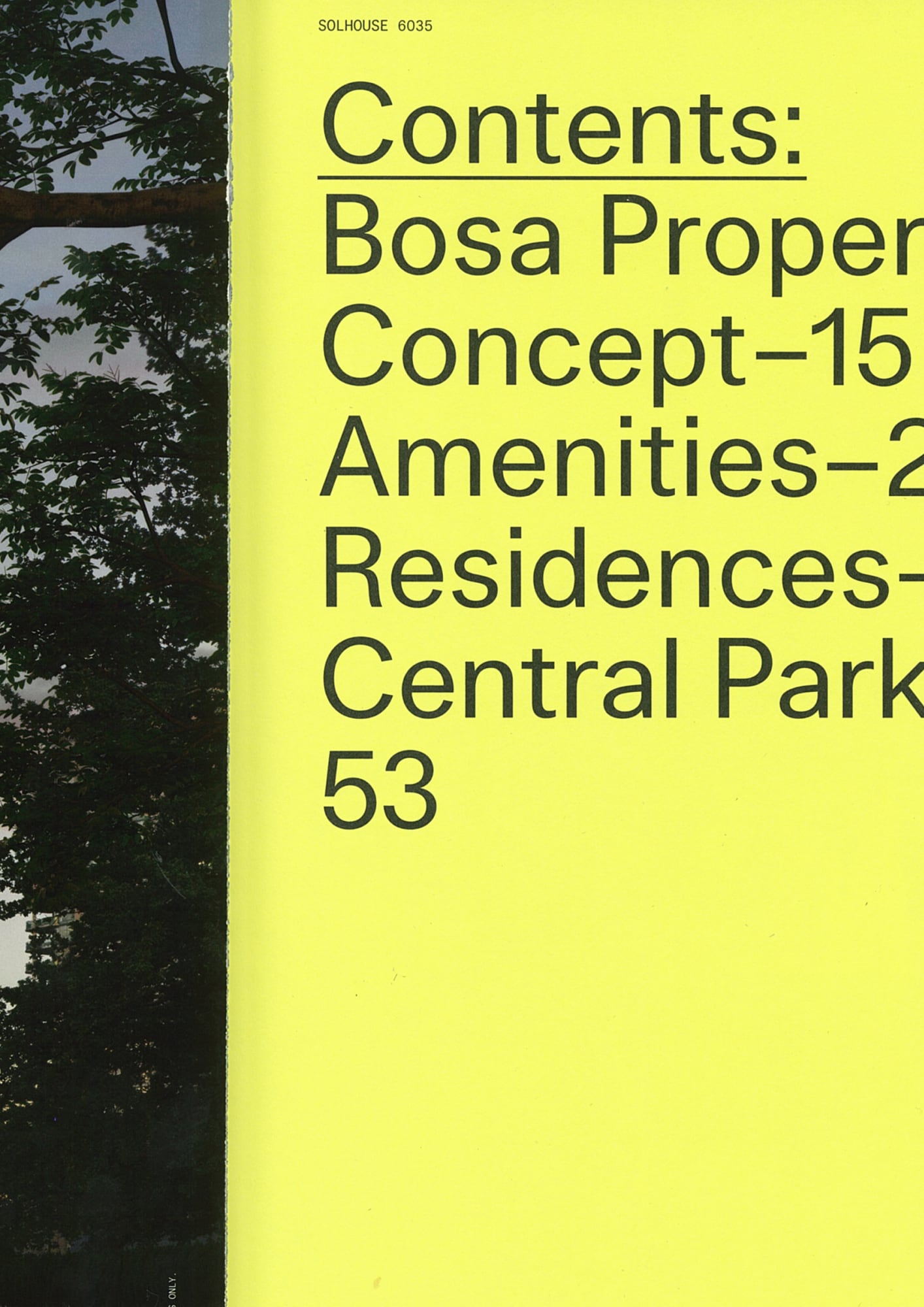 Solhouse 6035 residence brochure table of contents